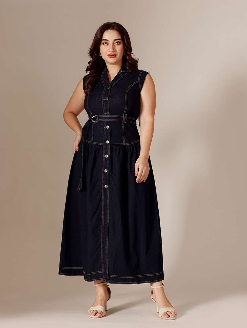 women solid sleeveless a-line dress