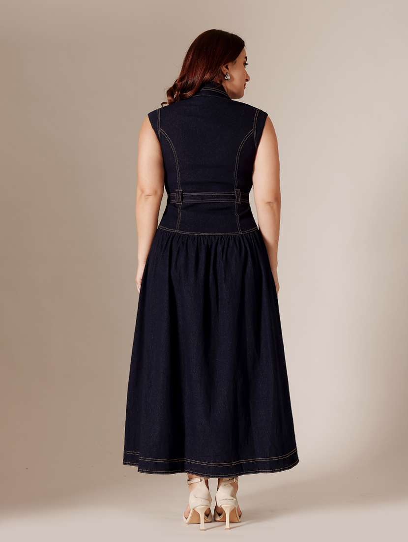 women solid sleeveless a-line dress - 22511548 -  Standard Image - 3