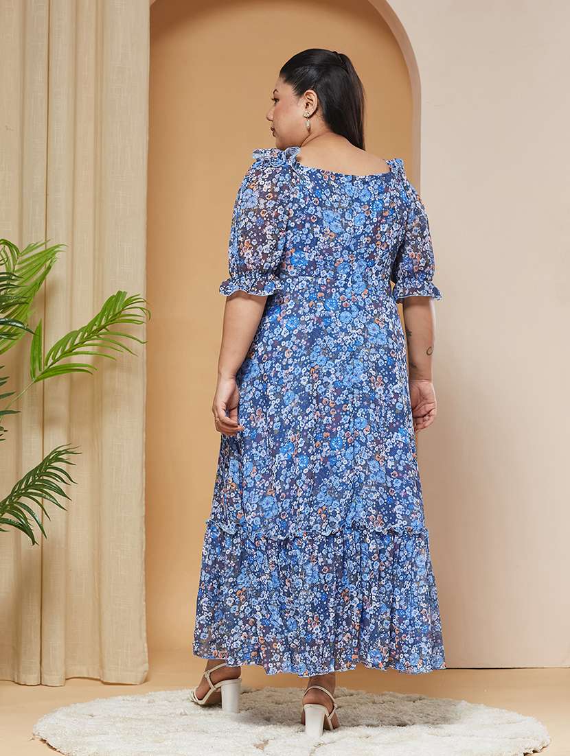 women printed puff sleeves maxi tiered dress - 22511567 -  Standard Image - 3