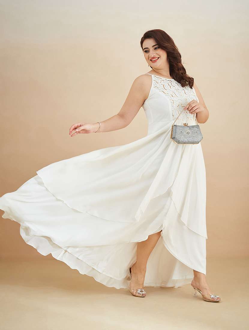 women sequined halter neck layered maxi dress - 22511569 -  Standard Image - 3
