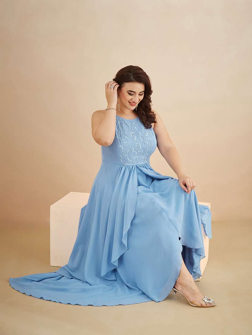 Women Sequined Halter Neck Layered Maxi Dress - 22511570 -  Standard Image - 3