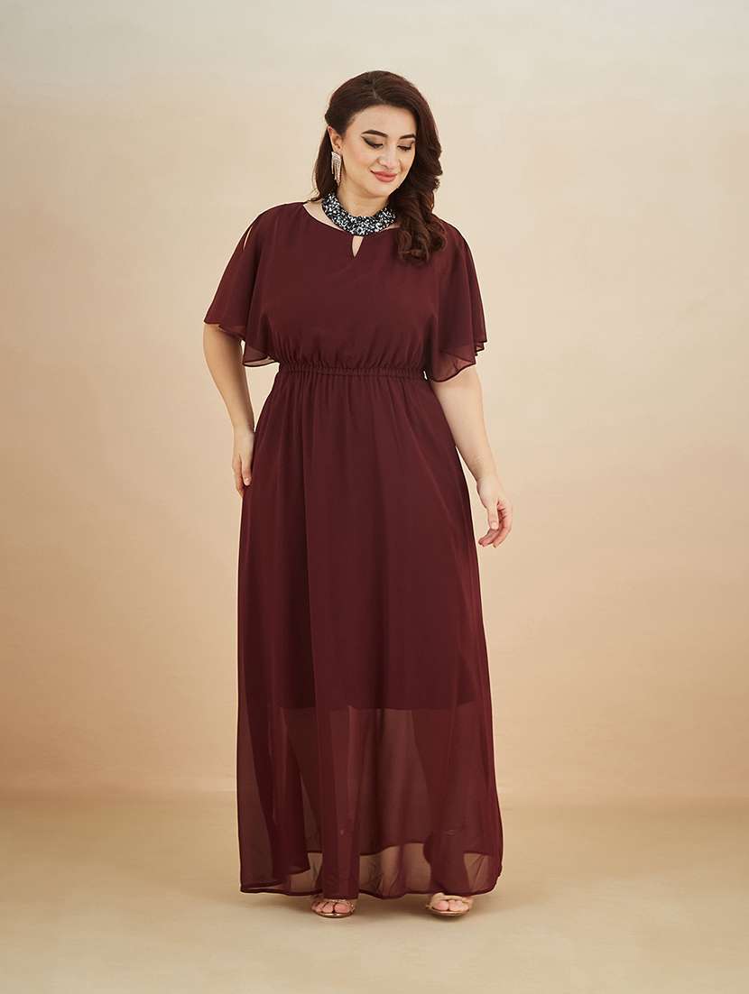 women solid short sleeves fit and flare dress