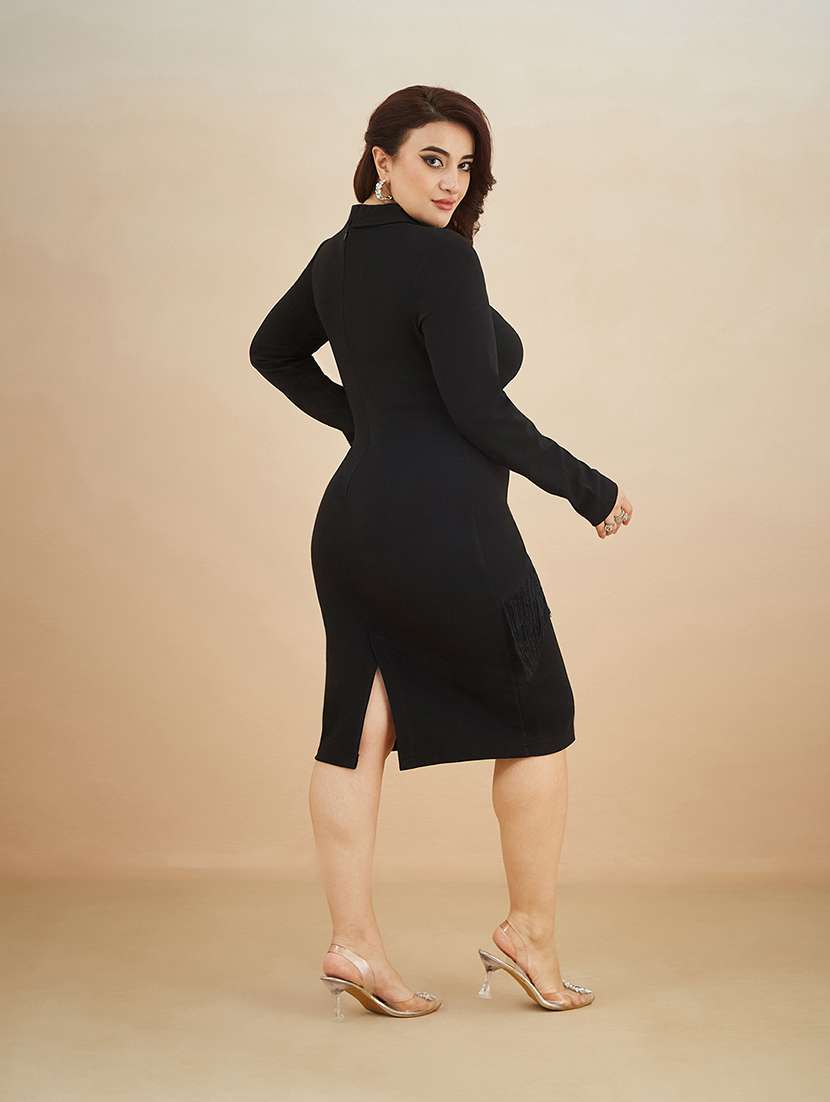women solid long sleeves bodycon dress - 22511613 -  Standard Image - 3