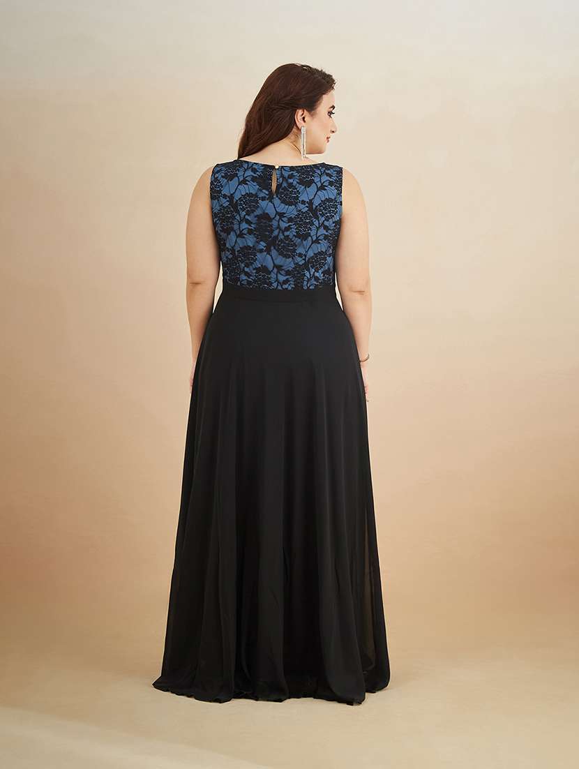 women self design sleeveless gown - 22511622 -  Standard Image - 3