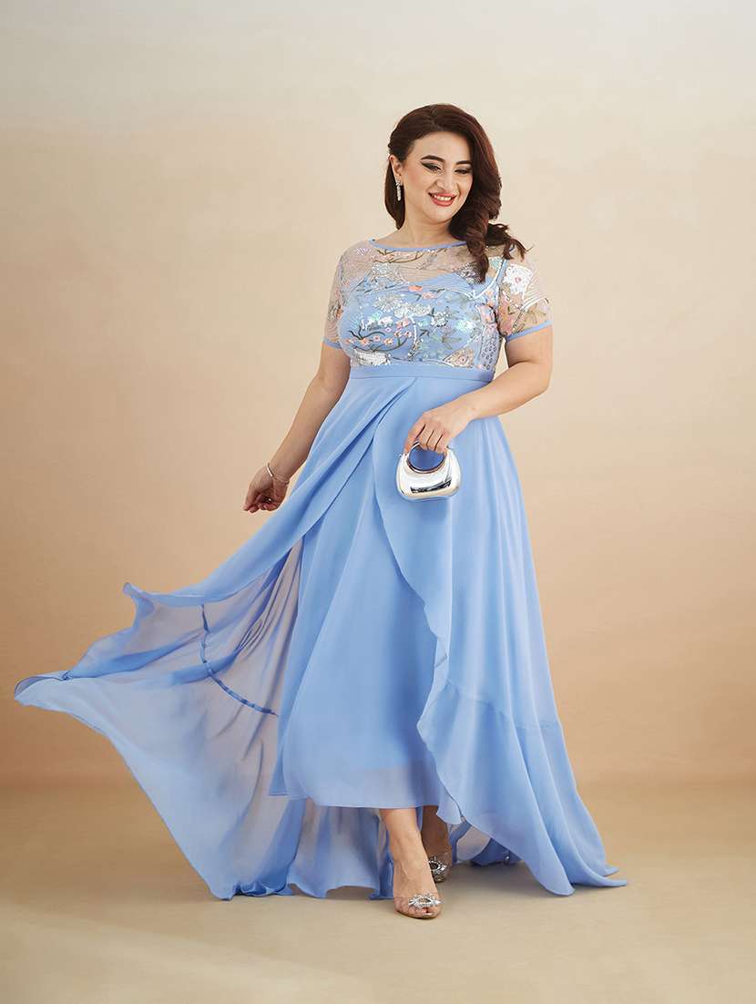 women embroidered short sleeves layered dress