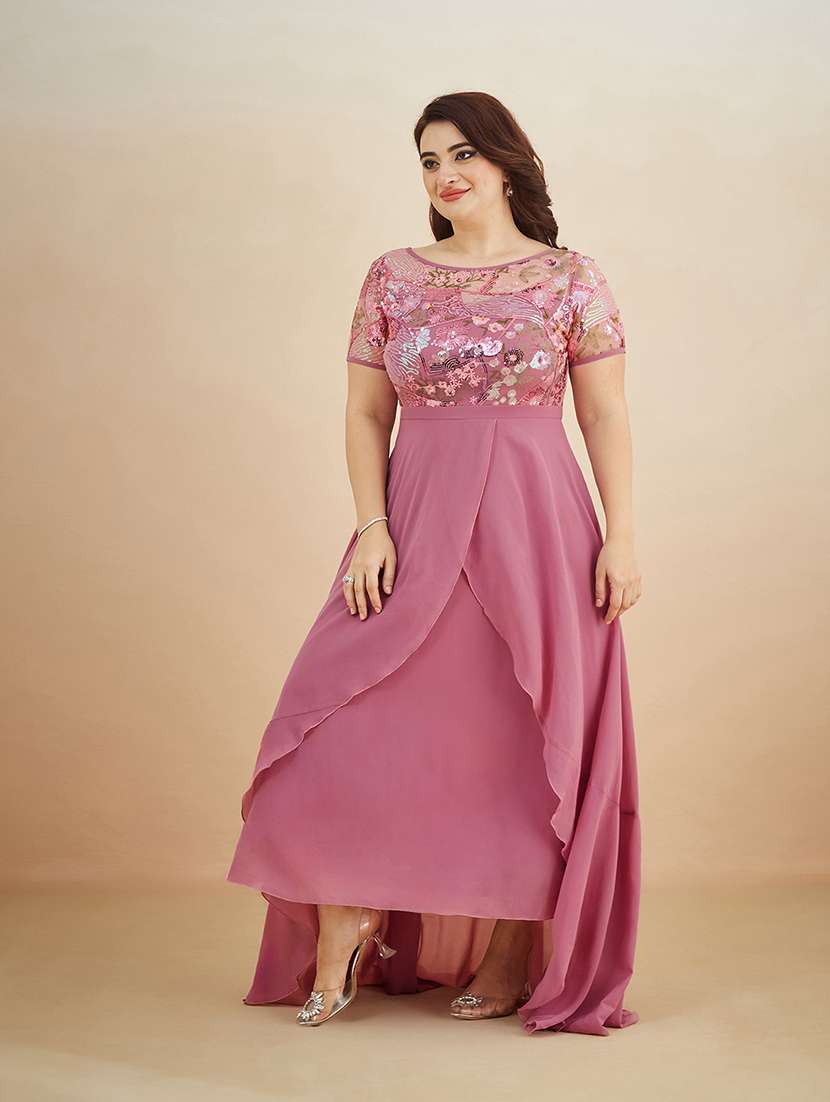 women embroidered short sleeves layered dress