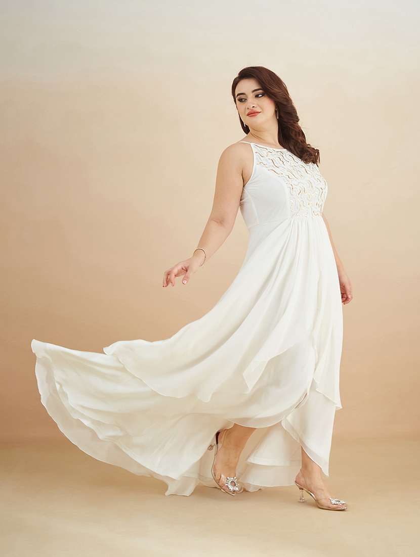 Women Sequined Halter Neck Layered Maxi Dress - 22511637 -  Standard Image - 3