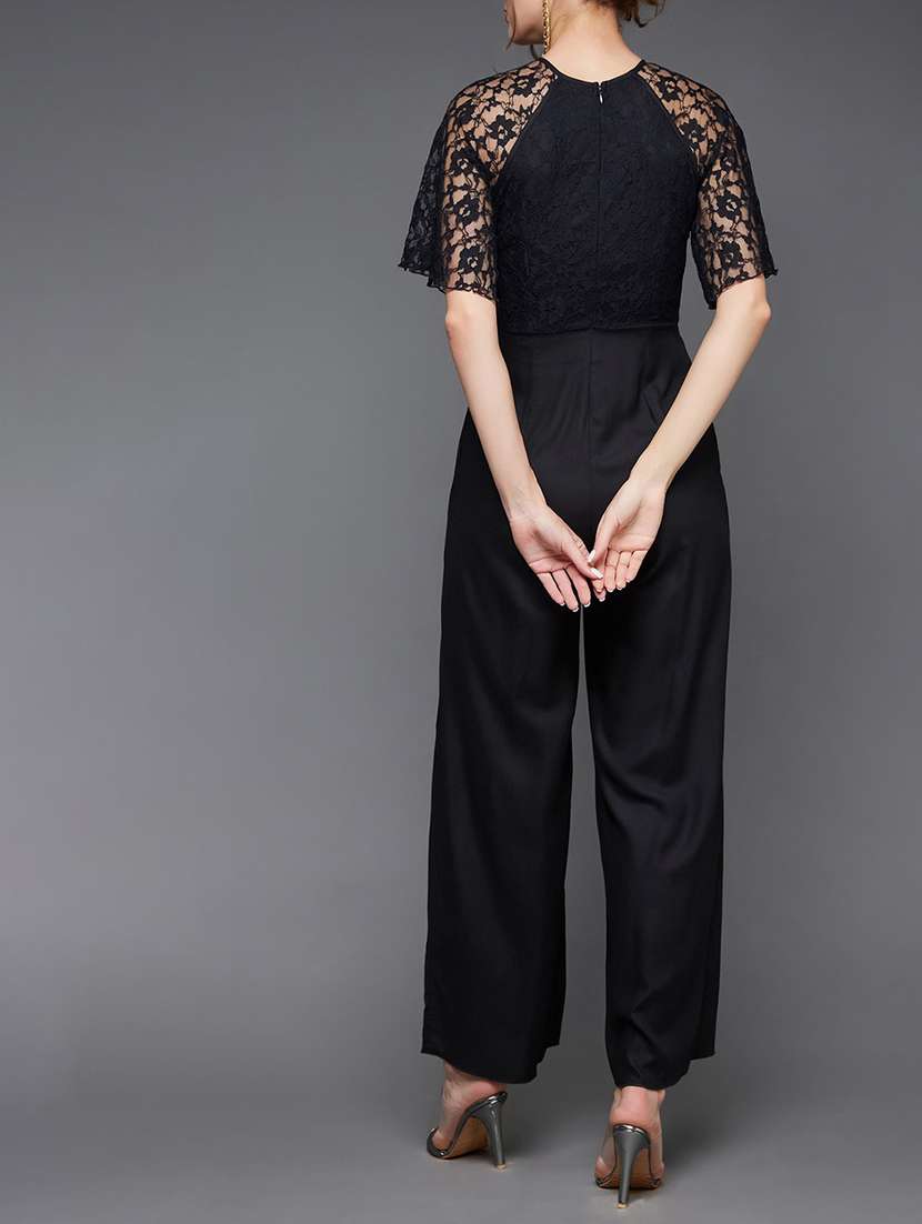 Women Self Design Keyhole Neck Full Leg Jumpsuit - 22511639 -  Standard Image - 3