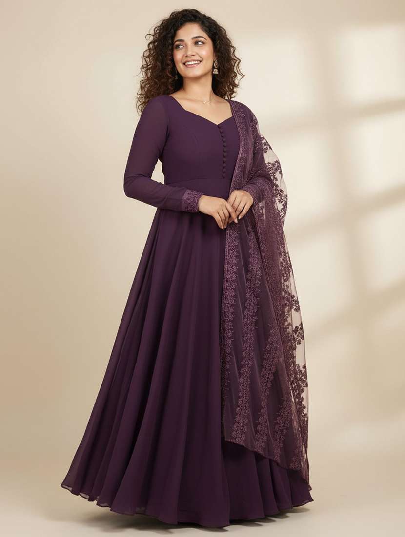 women solid long sleeve kurta dupatta set - 22511770 -  Standard Image - 3