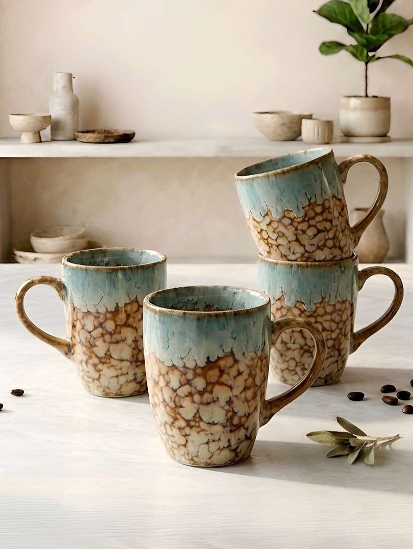 moody panda elegant collection | mug set of 4 | coffee mug | milk mug | porcelain mugs | 300ml | large | multicolor