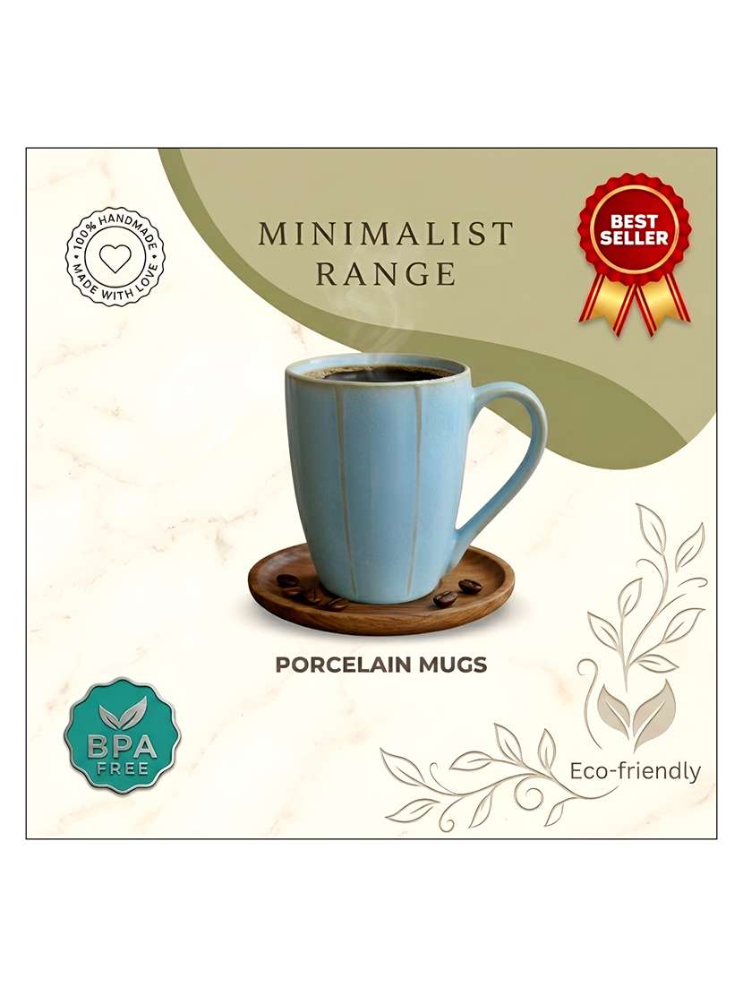 moody panda elegant collection | mug set of 4 | coffee mug | milk mug | porcelain mugs | 300ml | large | blue mugs - 22511780 -  Standard Image - 3