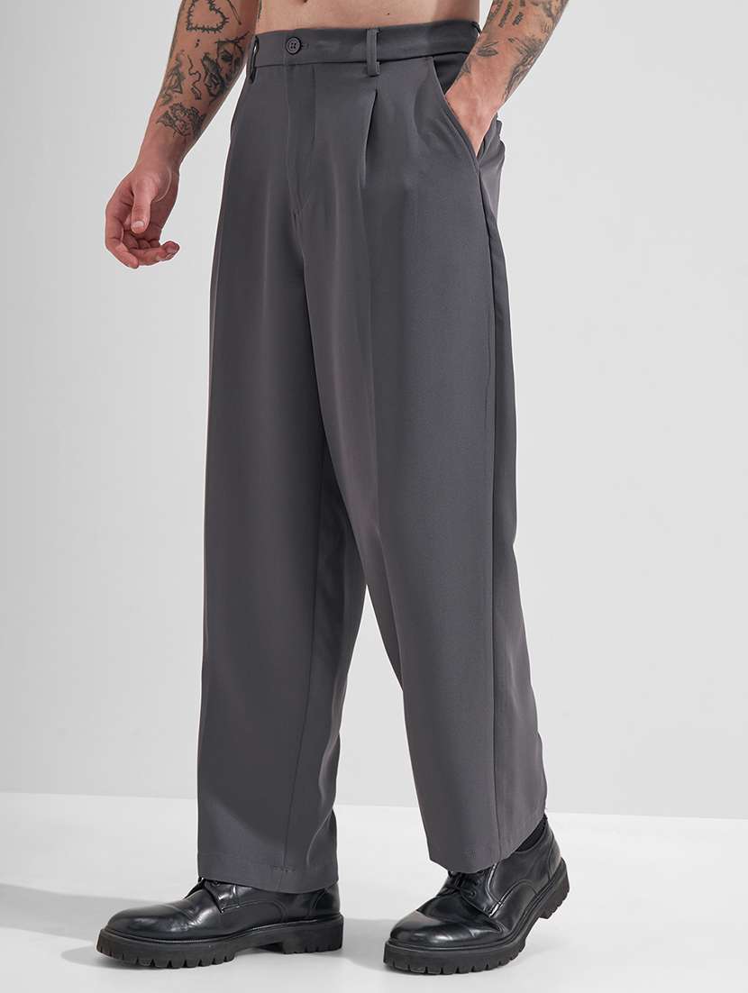 men solid mid rise pleated casual trouser - 22511782 -  Standard Image - 3