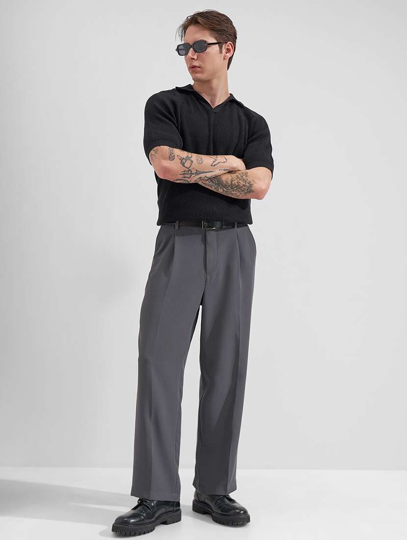 men solid mid rise pleated casual trouser - 22511782 -  Standard Image - 5