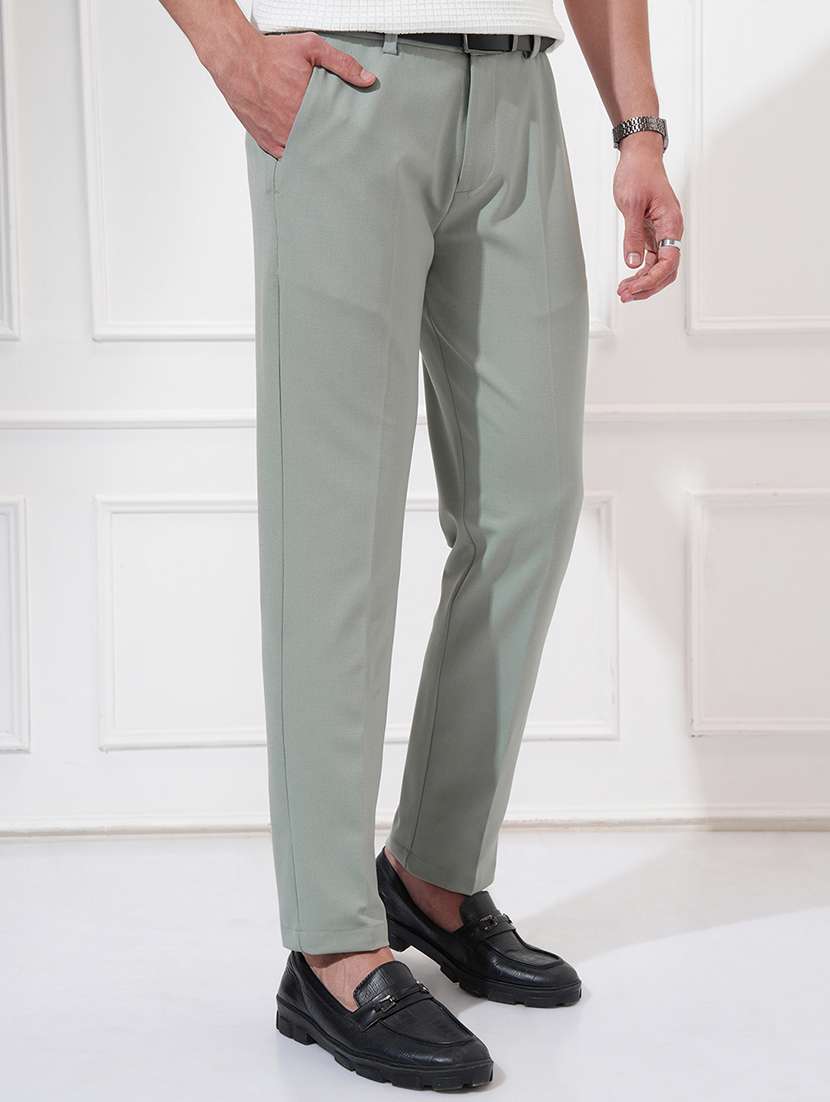 men solid mid rise flat front casual trouser - 22511793 -  Standard Image - 3