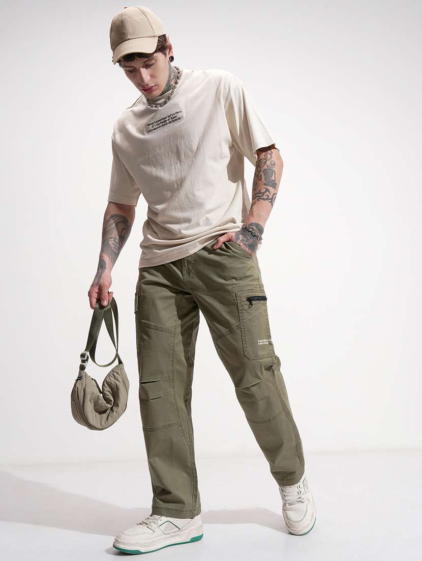 Men Solid Mid Rise Regular Fit Cargo - 22511797 -  Standard Image - 5