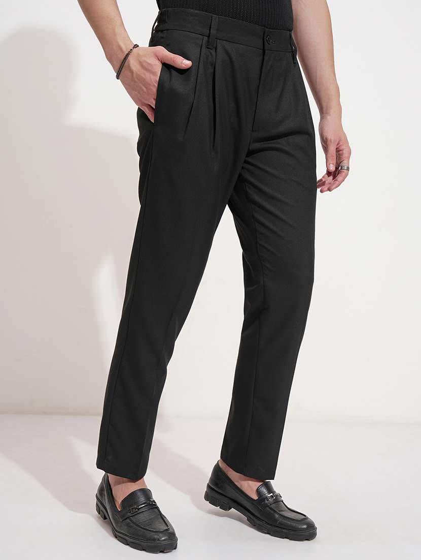 men solid mid rise pleated casual trouser - 22511800 -  Standard Image - 3