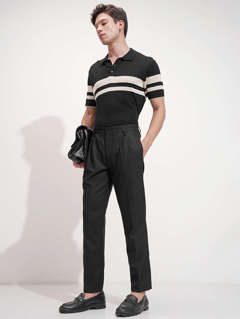 men solid mid rise pleated casual trouser - 22511800 -  Standard Image - 5