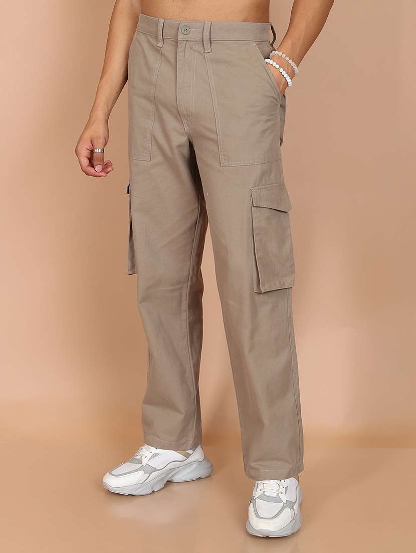 men solid mid rise regular fit cargo  - 22511809 -  Standard Image - 3