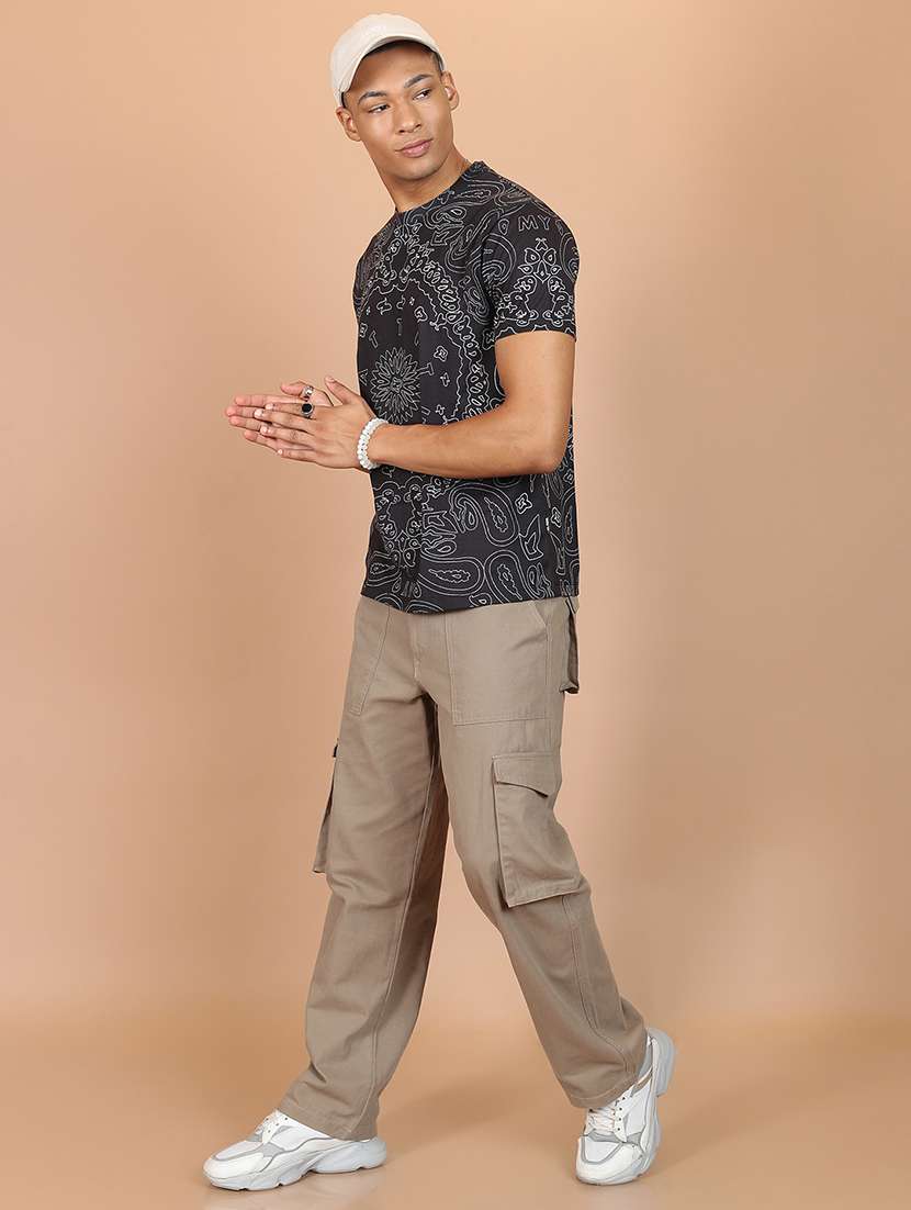 men solid mid rise regular fit cargo  - 22511809 -  Standard Image - 5