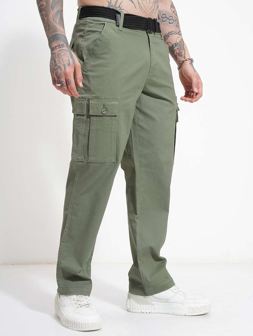 men solid mid rise regular fit cargo  - 22511811 -  Standard Image - 3