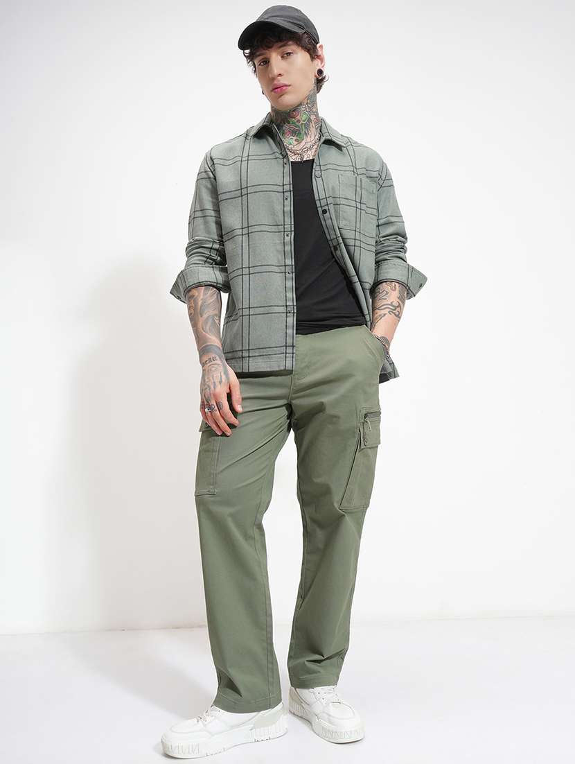 men solid mid rise regular fit cargo  - 22511811 -  Standard Image - 5
