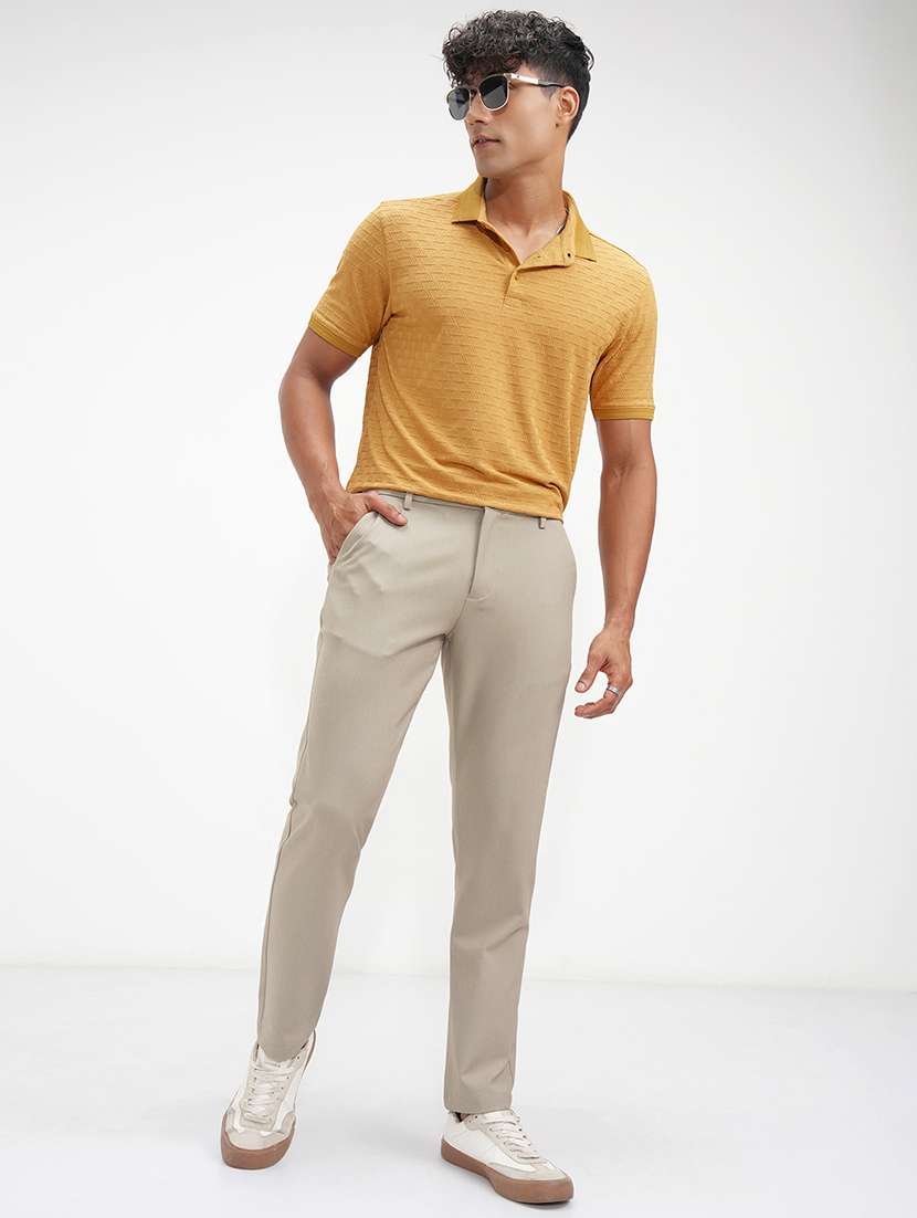 men solid mid rise flat front casual trouser - 22511812 -  Standard Image - 5