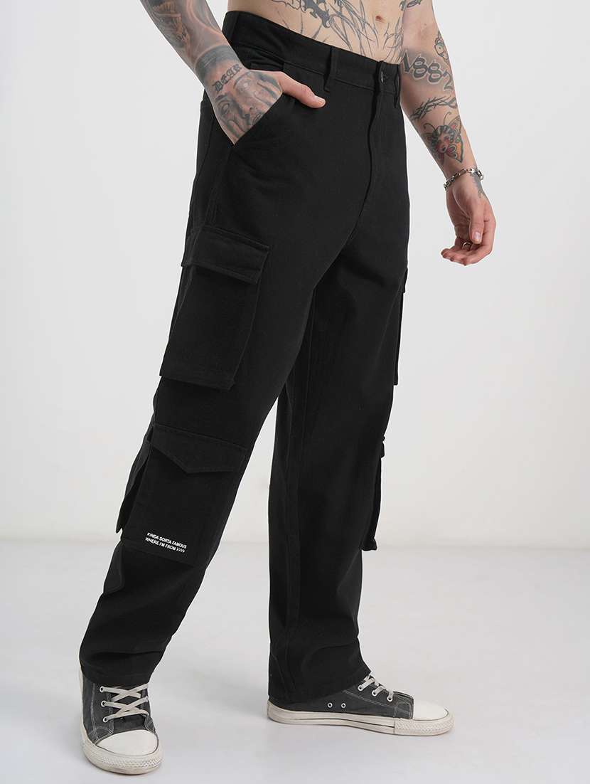 men solid mid rise relaxed fit cargo  - 22511813 -  Standard Image - 3