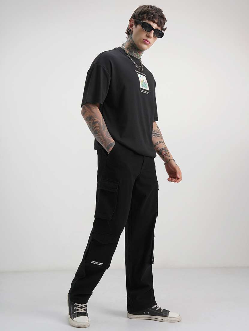 men solid mid rise relaxed fit cargo  - 22511813 -  Standard Image - 5