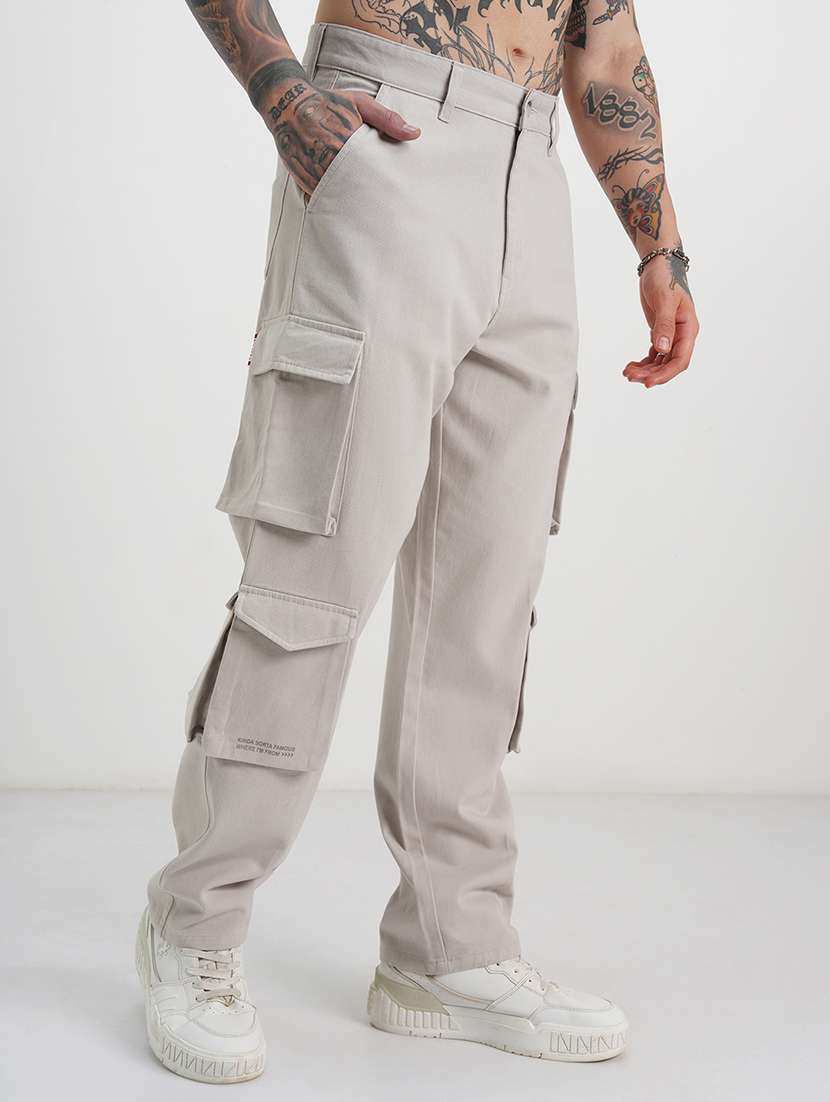 men solid mid rise relaxed fit cargo  - 22511814 -  Standard Image - 3