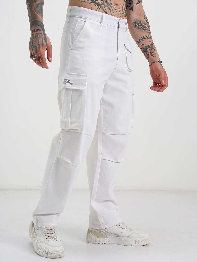 men solid mid rise relaxed fit cargo  - 22511817 -  Standard Image - 3