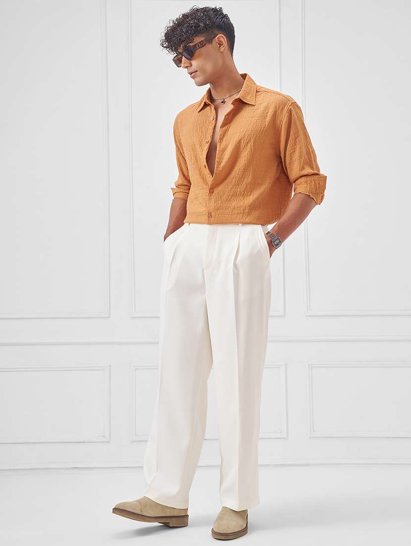 men solid mid rise pleated casual trouser - 22511824 -  Standard Image - 5