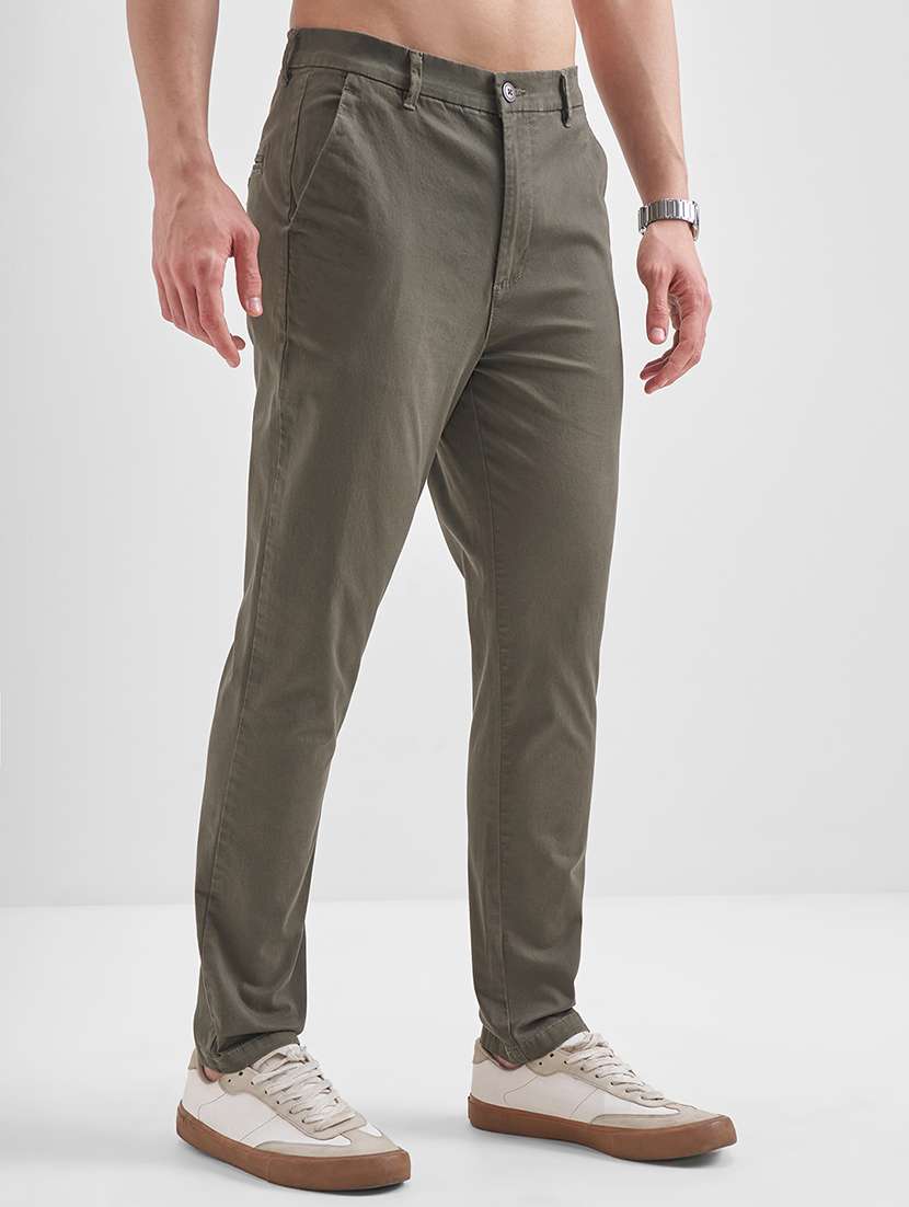 men solid mid rise flat front casual trouser - 22511828 -  Standard Image - 3