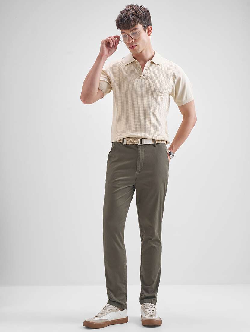 men solid mid rise flat front casual trouser - 22511828 -  Standard Image - 5