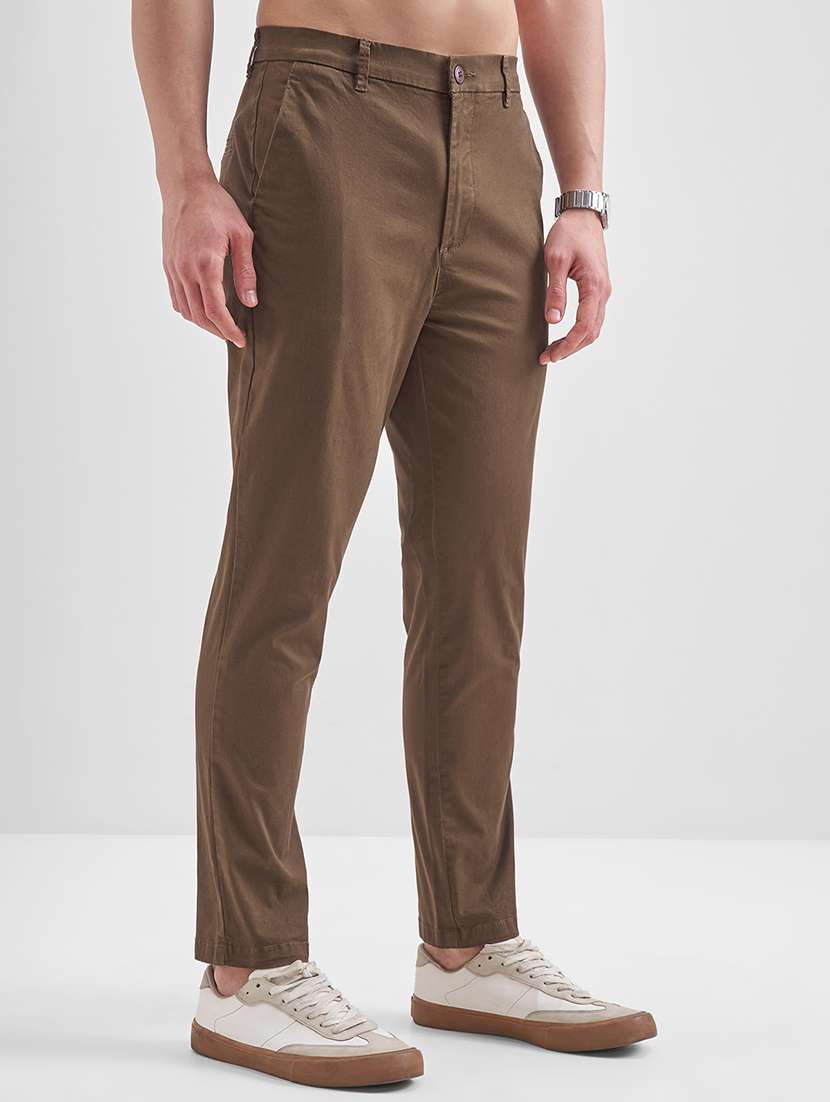 men solid mid rise flat front casual trouser - 22511829 -  Standard Image - 3