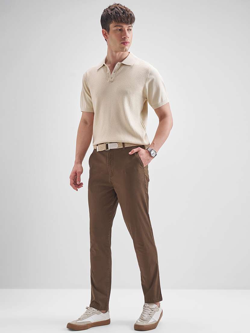 men solid mid rise flat front casual trouser - 22511829 -  Standard Image - 5