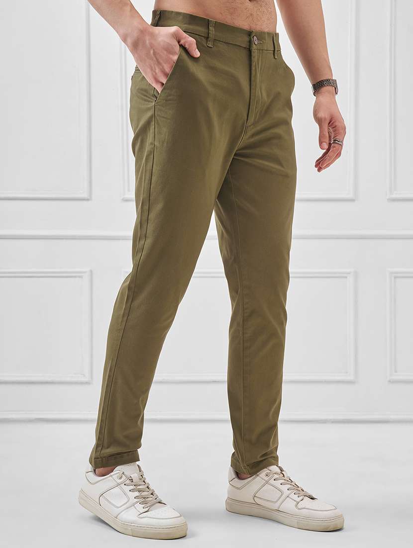 men solid mid rise flat front casual trouser - 22511834 -  Standard Image - 3