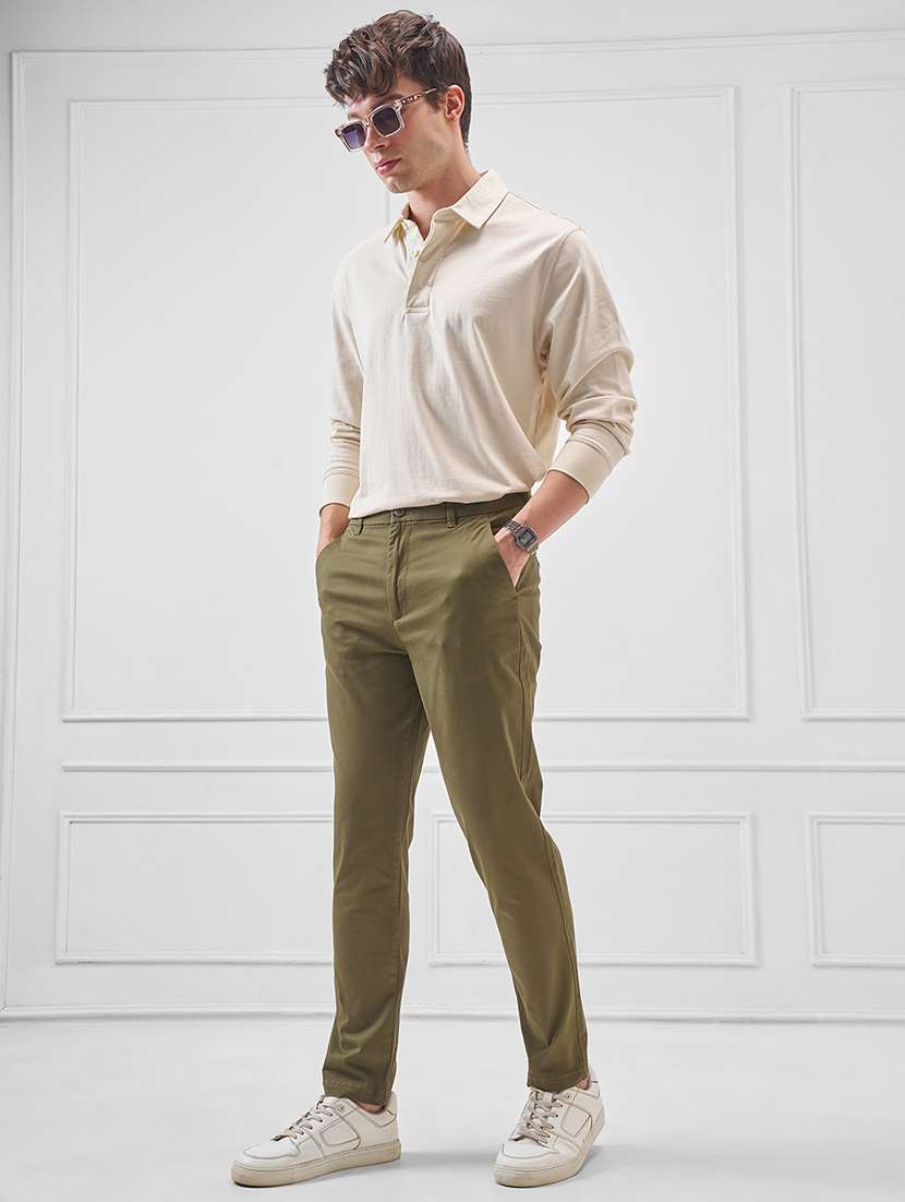 men solid mid rise flat front casual trouser - 22511834 -  Standard Image - 5