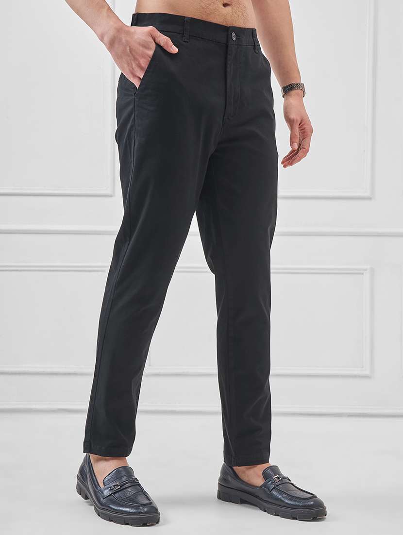 men solid mid rise flat front casual trouser - 22511835 -  Standard Image - 3