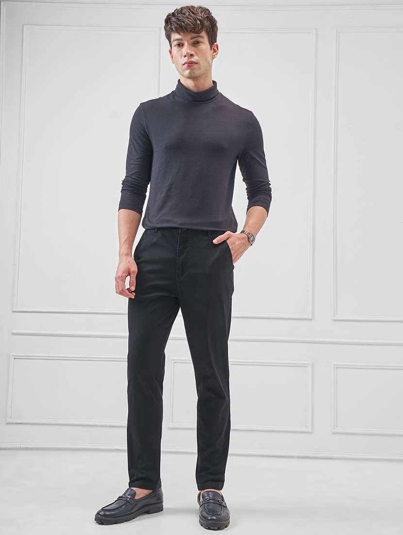 men solid mid rise flat front casual trouser - 22511835 -  Standard Image - 5