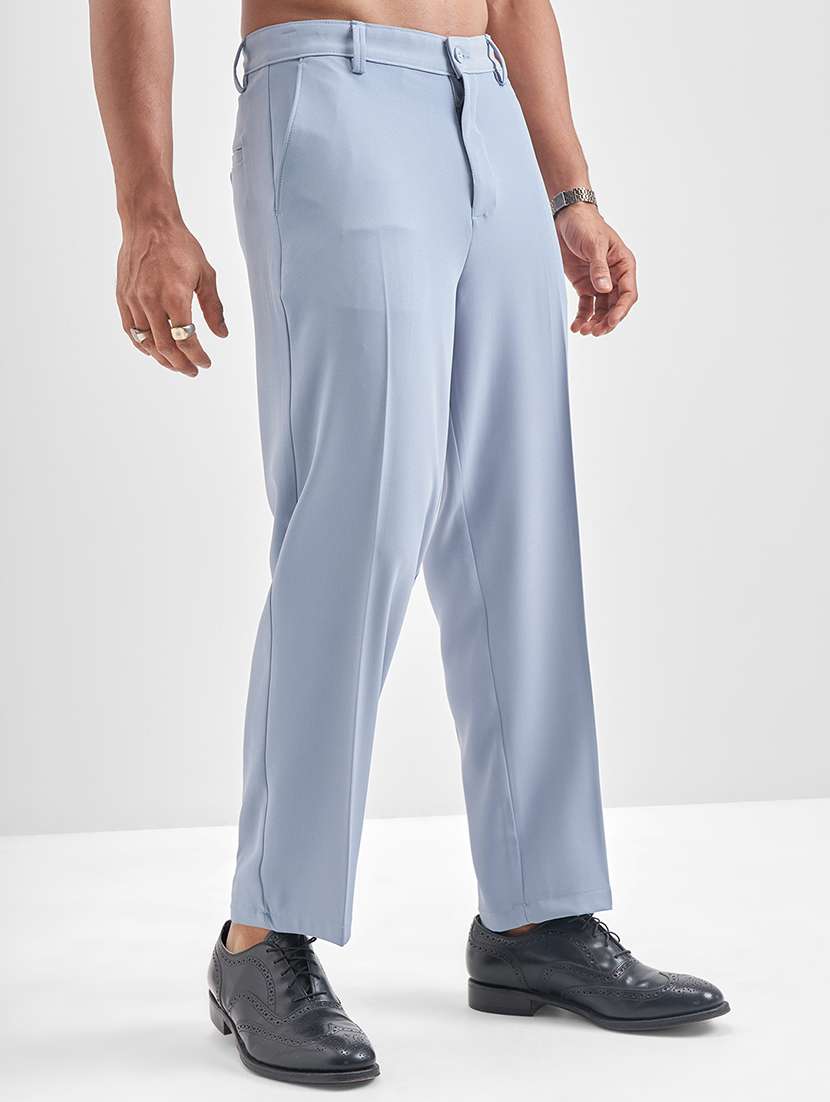 men solid mid rise flat front casual trouser - 22511842 -  Standard Image - 3