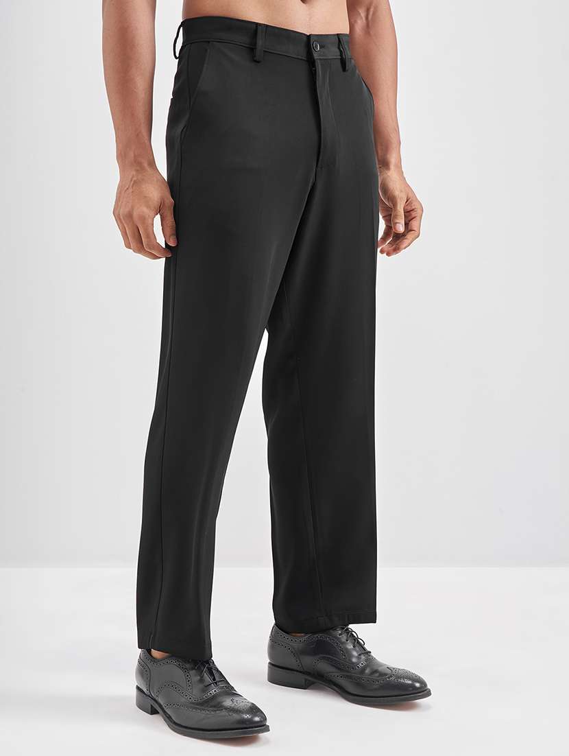 men solid mid rise flat front casual trouser - 22511843 -  Standard Image - 3