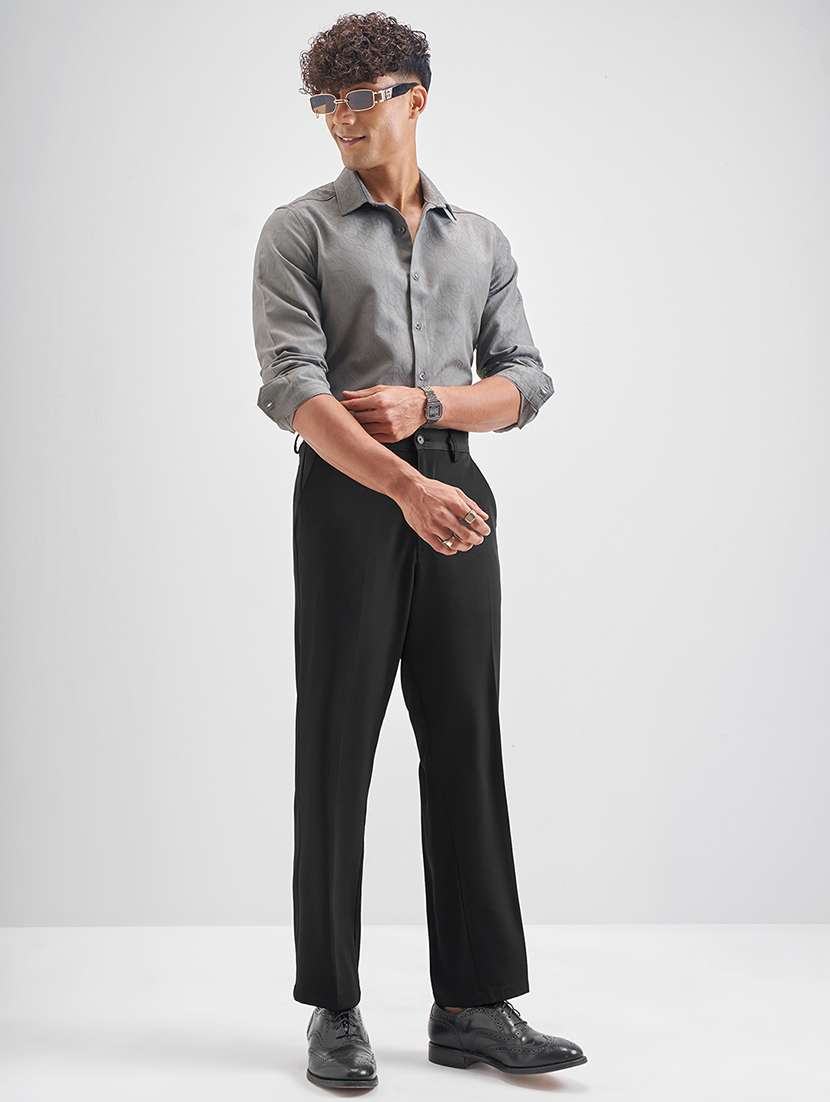 men solid mid rise flat front casual trouser - 22511843 -  Standard Image - 5