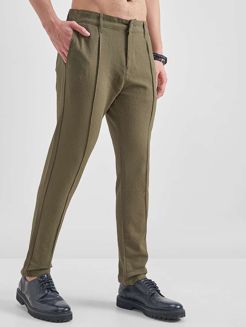 men textured mid rise pleated casual trouser - 22511845 -  Standard Image - 3