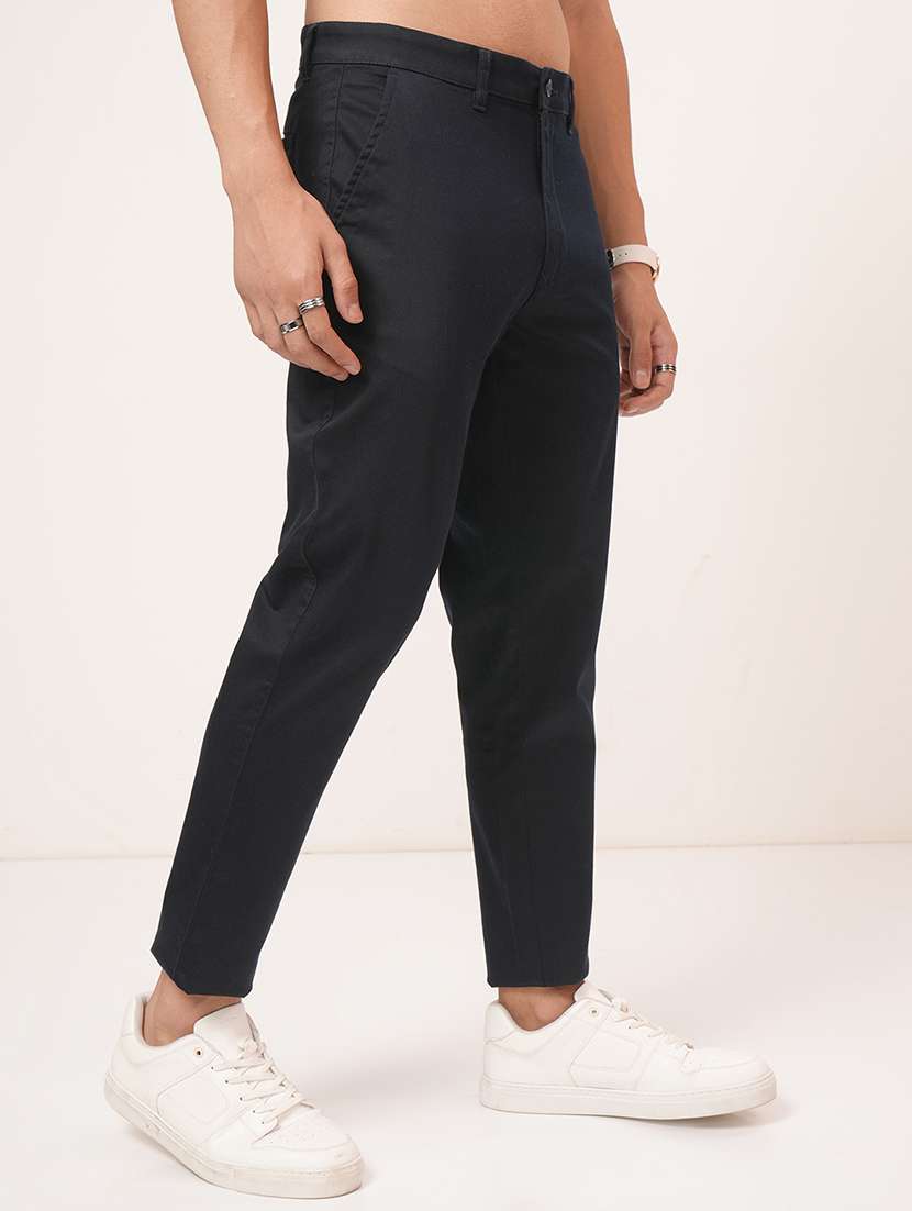 men solid mid rise flat front casual trouser - 22511850 -  Standard Image - 3