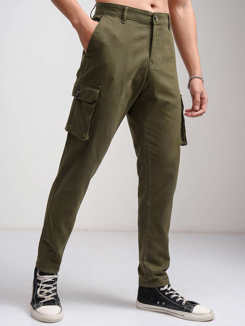 men solid mid rise regular fit cargo  - 22511865 -  Standard Image - 3