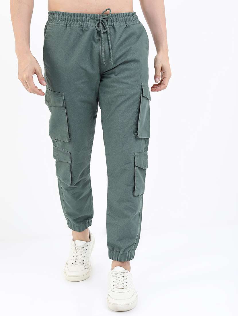men solid mid rise regular fit jogger