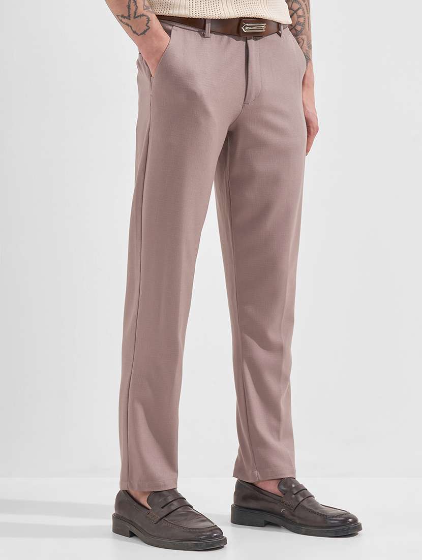 men solid mid rise flat front formal trouser - 22511881 -  Standard Image - 3