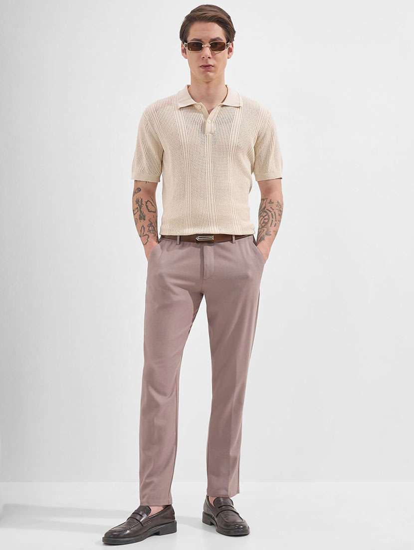 men solid mid rise flat front formal trouser - 22511881 -  Standard Image - 5