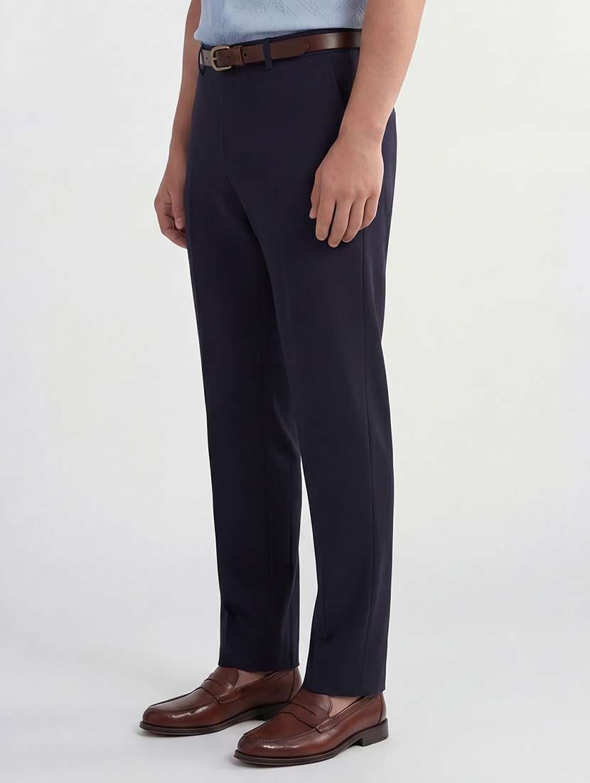 men solid mid rise flat front formal trouser - 22511882 -  Standard Image - 3