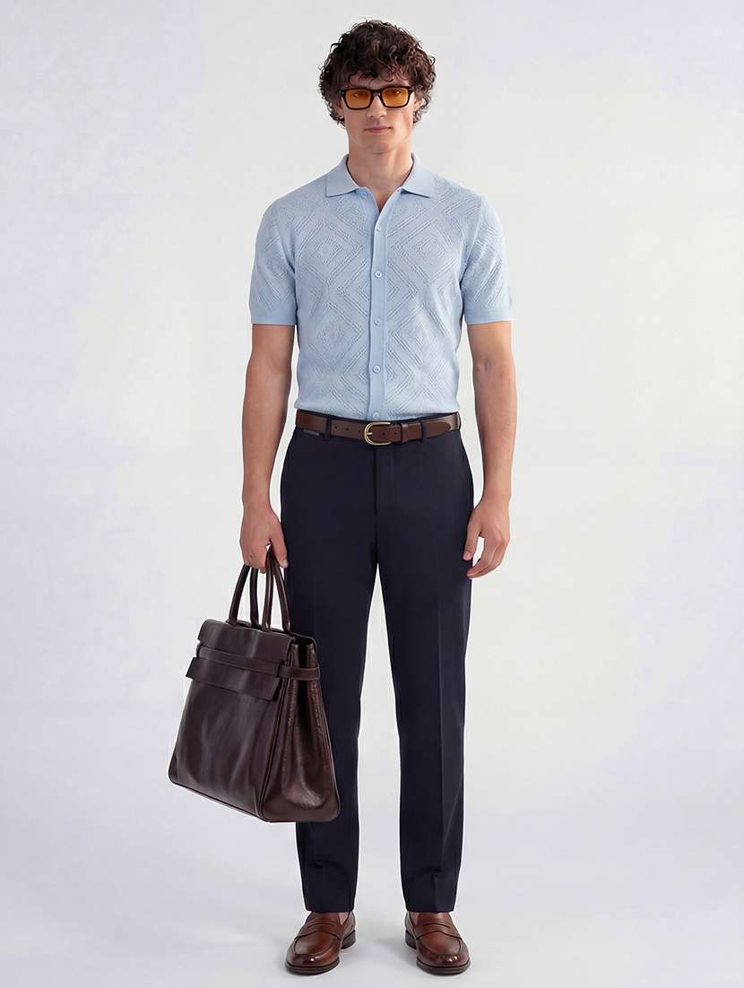 men solid mid rise flat front formal trouser - 22511882 -  Standard Image - 5